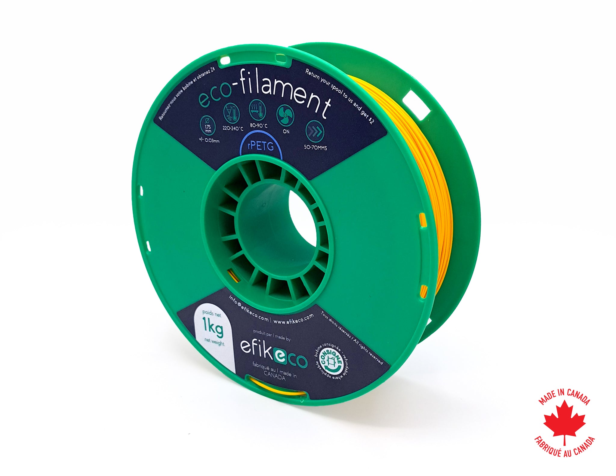 eco-filament I rPETG I Jaune Construction I écoresponsable I EcoFab3D I ...
